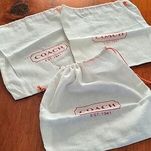 Coach White Drawstring Dust Bags -Lot of 3